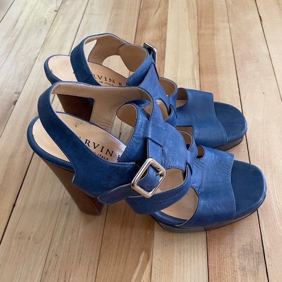 Marvin K. (Aquatalia) Blue Leather High Heel Sandals - Made in Italy - Size 6.5 - Picture 6 of 16